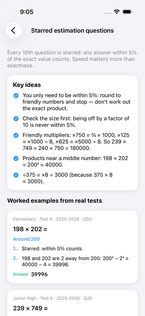 A Skill Lesson on starred estimation questions